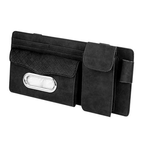 Car Sun Visor Organizer, Multi-compartment Storage Clip for Tissues ID Cards