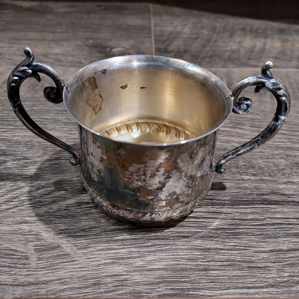 Cream and Sugar Set Silver Plate On Copper Vintage