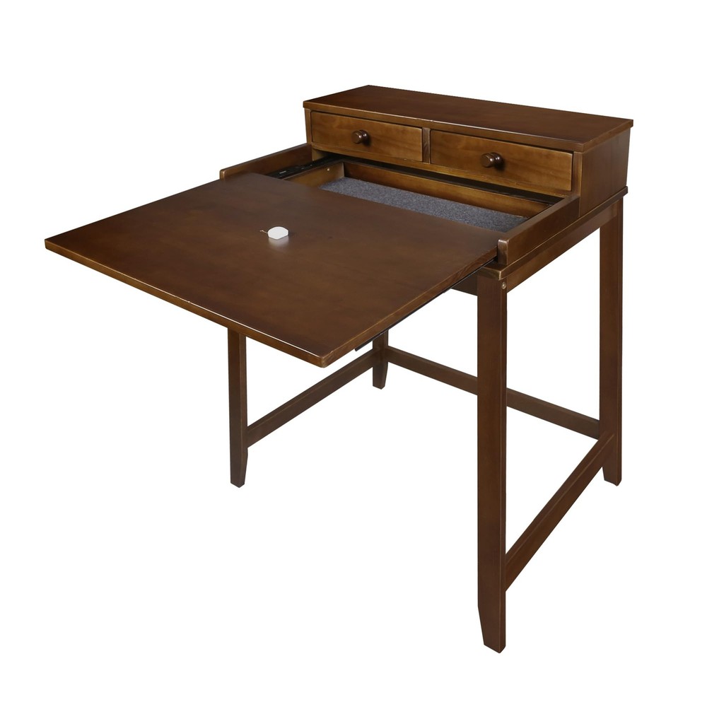 Solid Wood Home Office Computer Desk with Drawers, Pull-Out Tray, and Conceal...