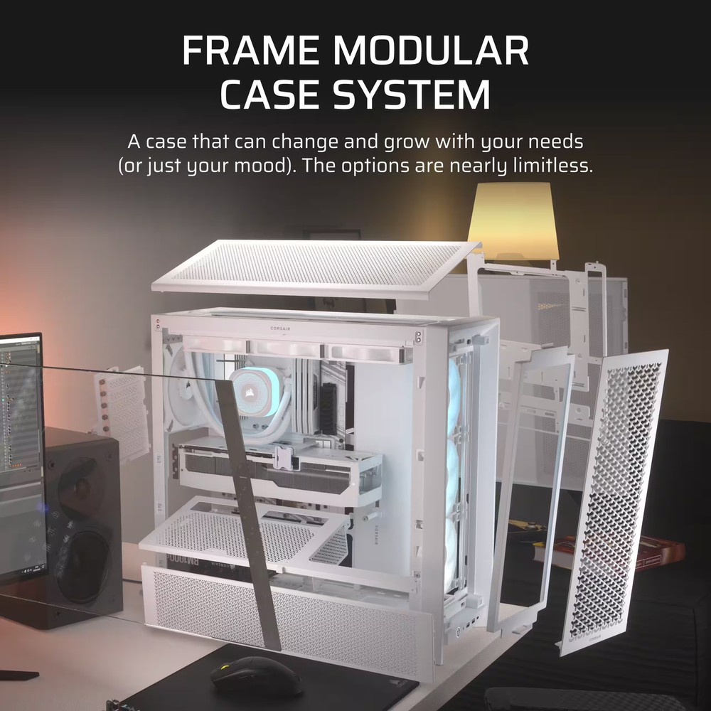 CORSAIR - FRAME 4000D RS ARGB ATX Mid-Tower PC Case - White
