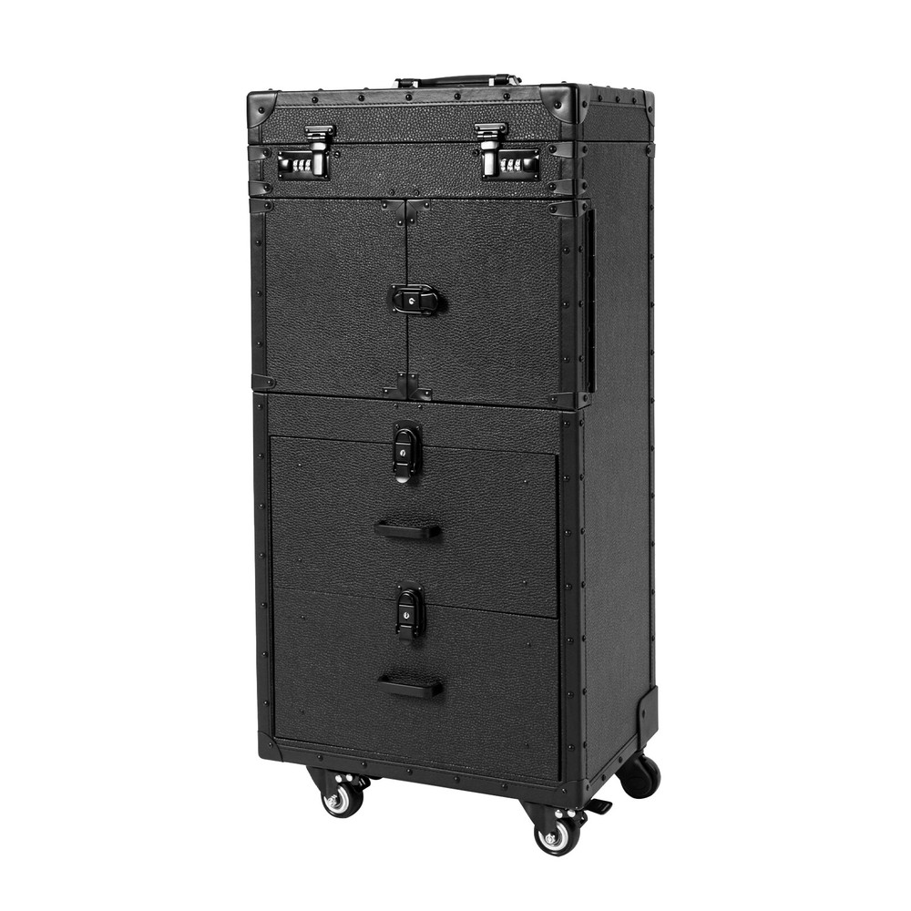 Floor Standing Rolling Makeup Case Cosmetic Trolley Makeup Storage Organizer Box