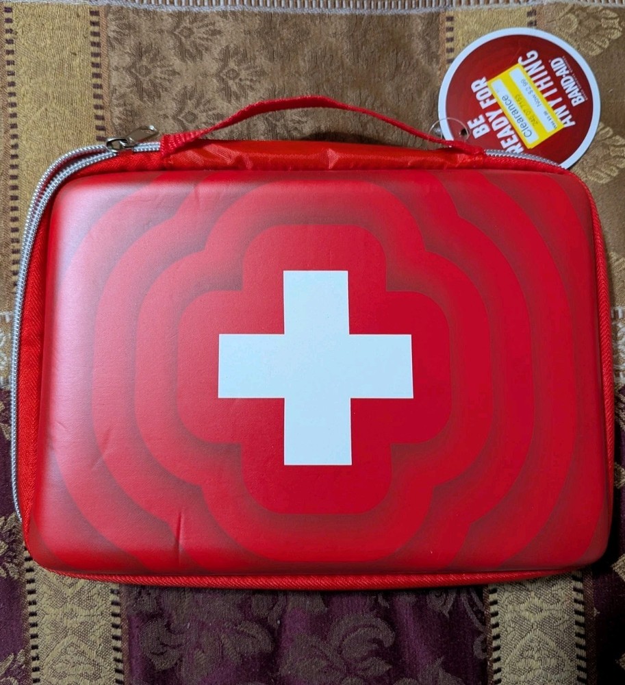 First Aid Kit Pouch/Bag Empty Zipper Red/White Soft Side