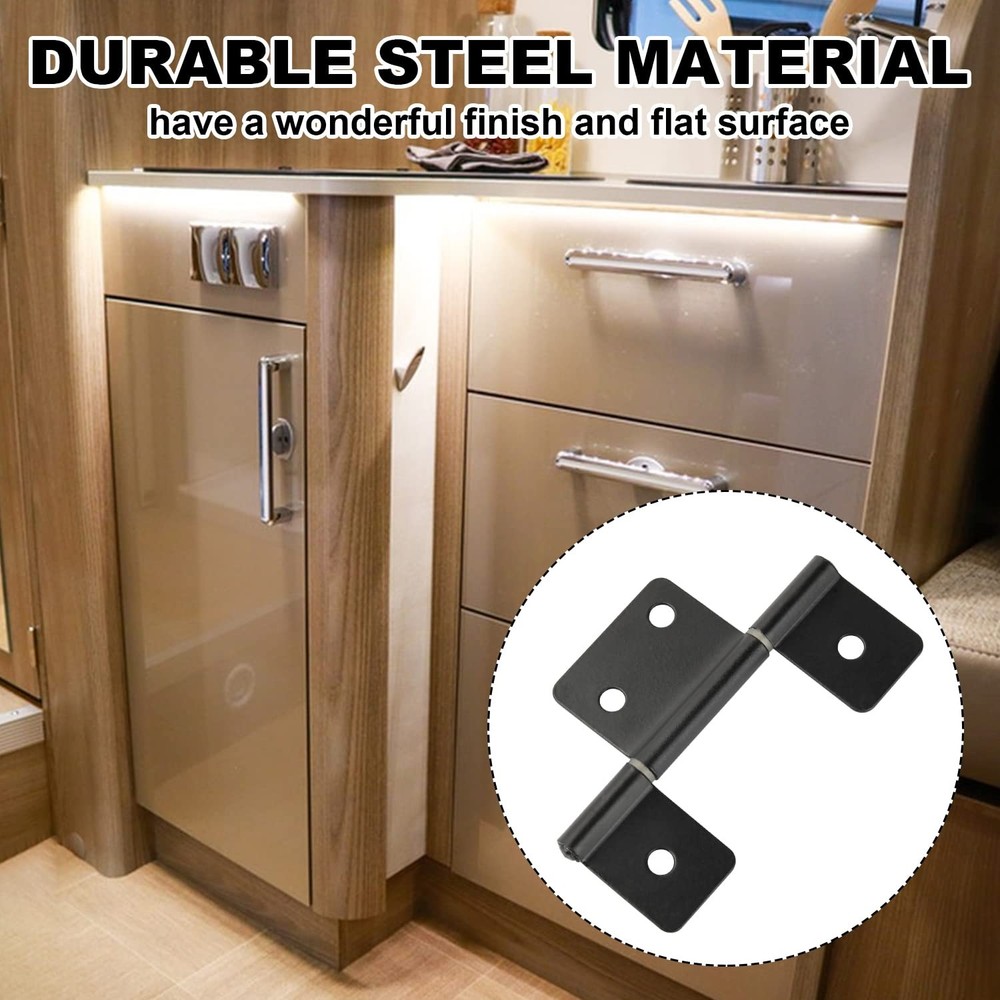 Three Leaf Non-Mortised Hinge for Mobile Home & RV Interior 8 Packa Black