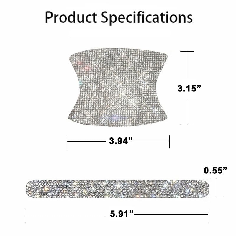 12Pcs Car Door Handle Scratch Protector，Universal Bling Car Blue