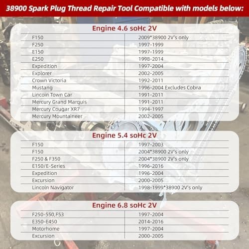 Two Valve Tool Kit for Ford Triton - Spark Plug Thread Repair System, Compatible