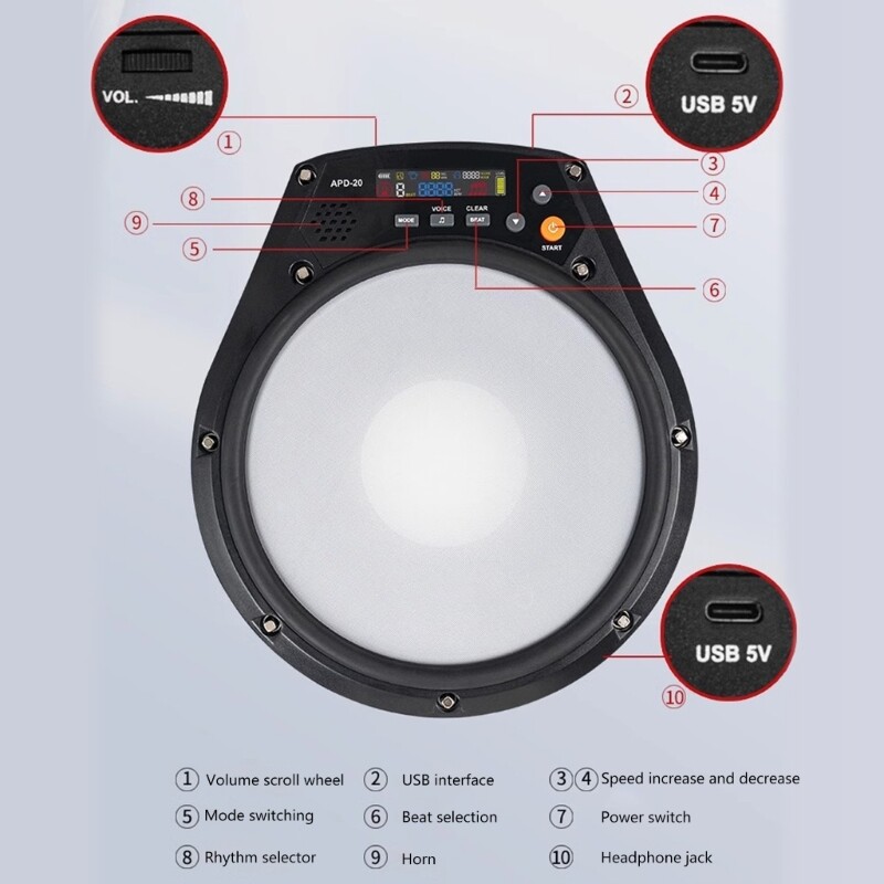 Percussion Exercise Devices Beating Board Vocal/Count/Speed Practice Modes