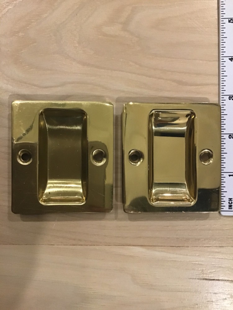 TWO Sliding Door Finger pull, Edge Style Gold Tone