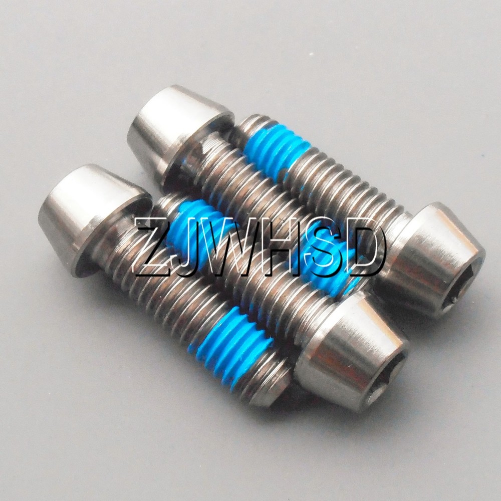 4pcs M6 x 20 Titanium Ti Screw Bolt Allen hex Taper Socket Cap Head+ThreadLocker