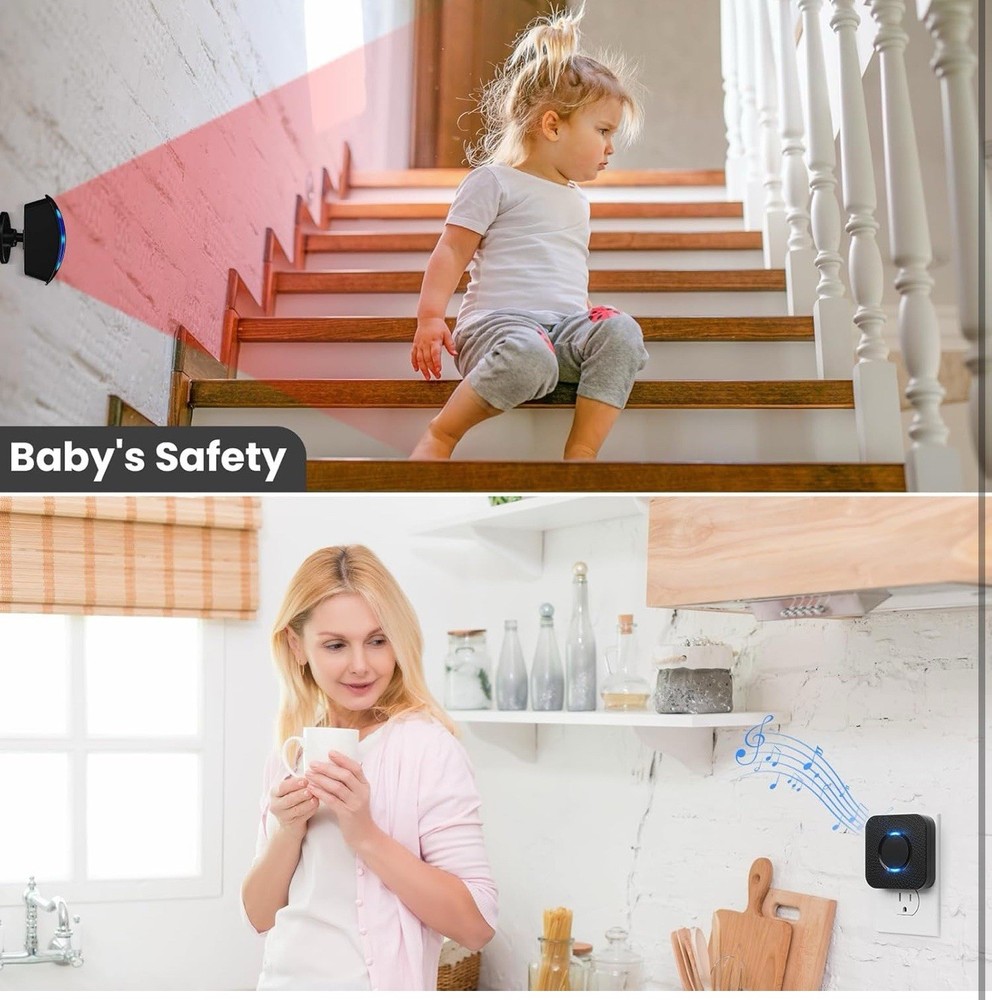 Wireless Motion Sensor LED w/500 FT Range Security Alert Monitor System
