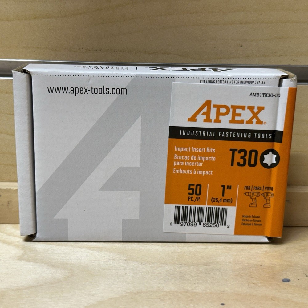 APEX USA Torx T-30 Insert Bit 1/4” Hex - 50 pack!