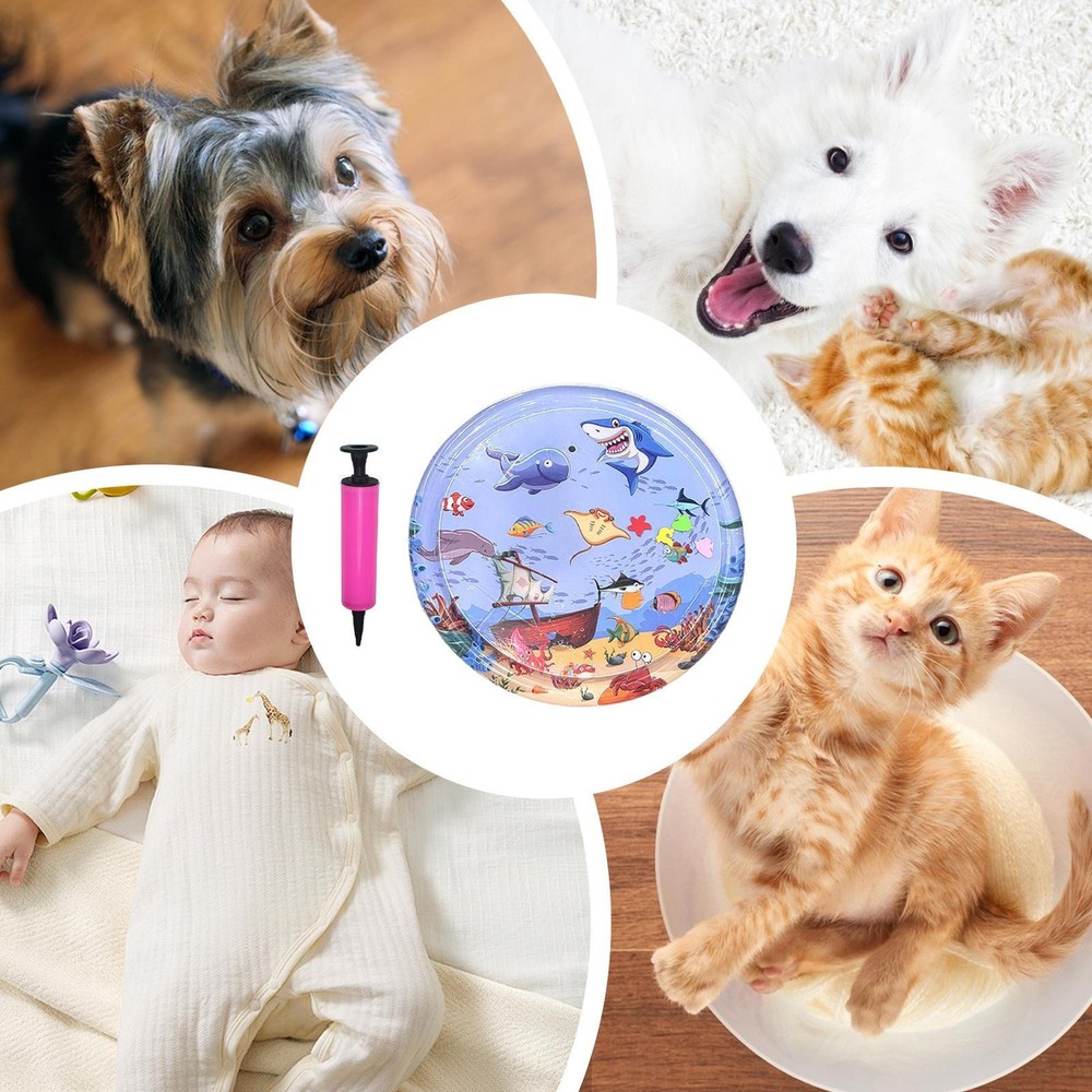 Cat Water Cooling Mat Round Interactive Cat Cooling Pad Play Bed