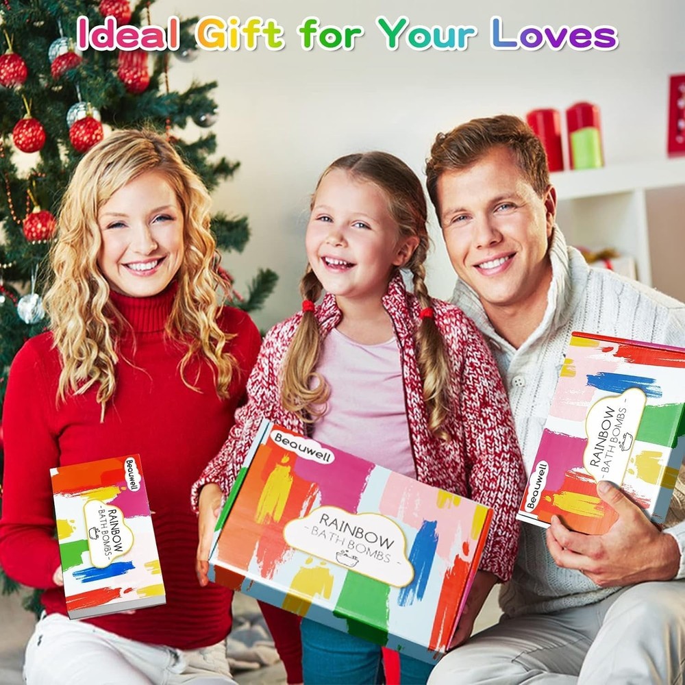 Rainbow Bath Bombs 4Pc Kids Gift Set Fizzy