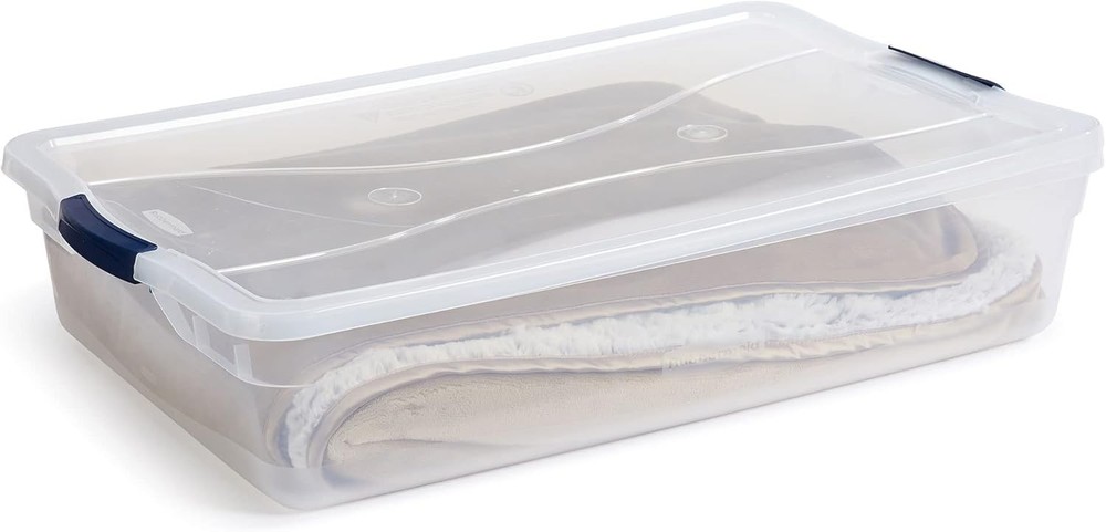 4pcs 42 Quart Stackable Plastic Storage Bin with Snap-Tight Lid