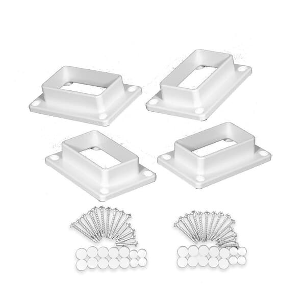 Durable Naples White Straight Railing Bracket Kit - 4-Piece