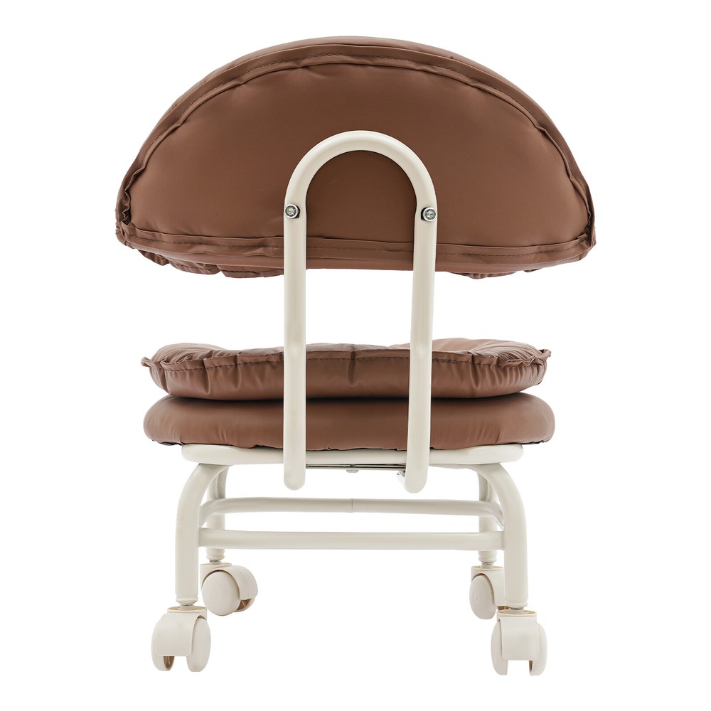 Brown Rolling Stool with Back Rest Heavy Duty Rolling Stool Roller Chair