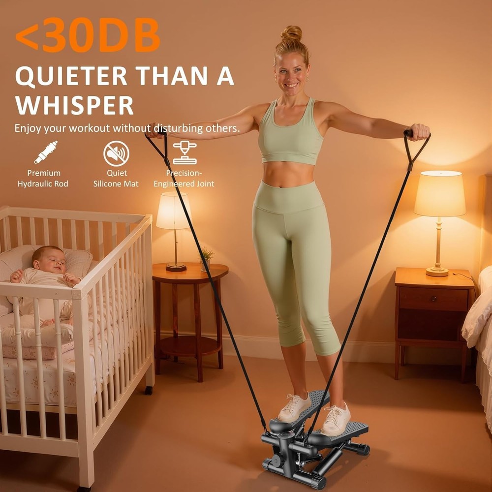 Stair Stepper with Resistance Bands for Home Exercise, Mini Stepper Machine