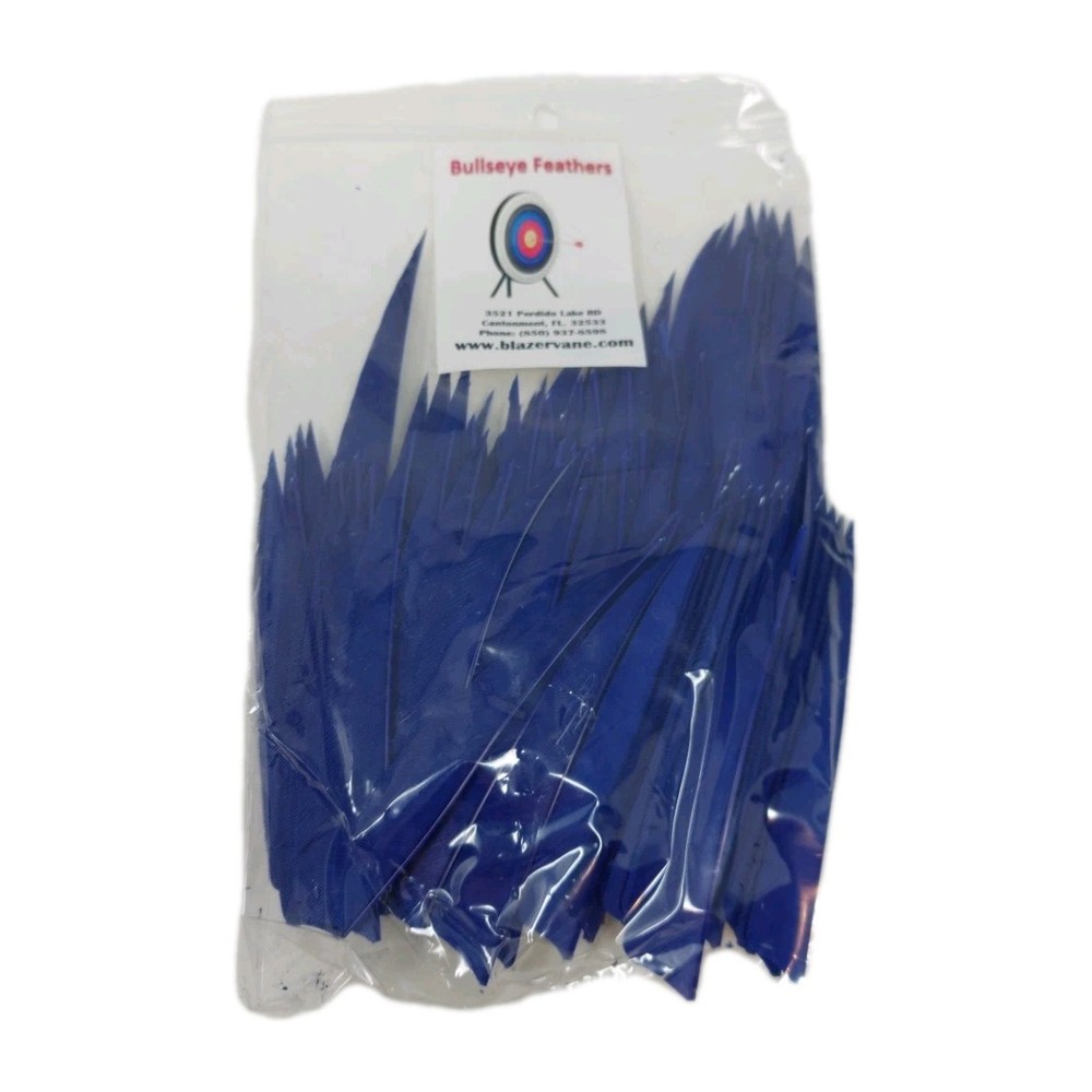 100pk Bullseye Archery Feathers 4" Right Wing: Shield Solid Elite Royal Blue