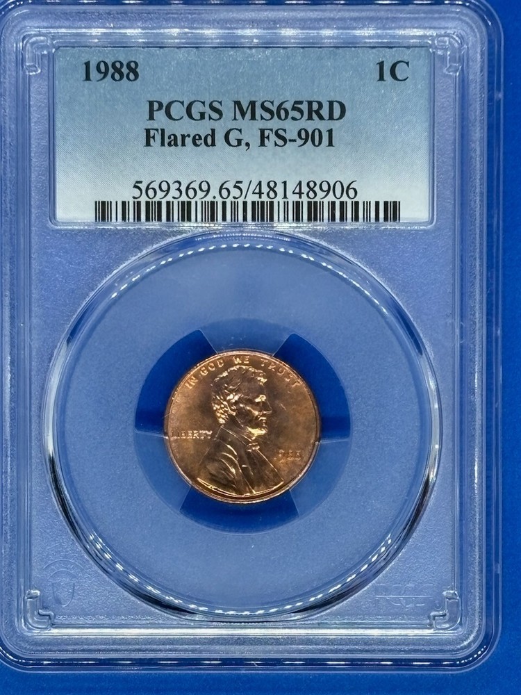 1988 1C PCGS MS65RD Flared G, FS-901