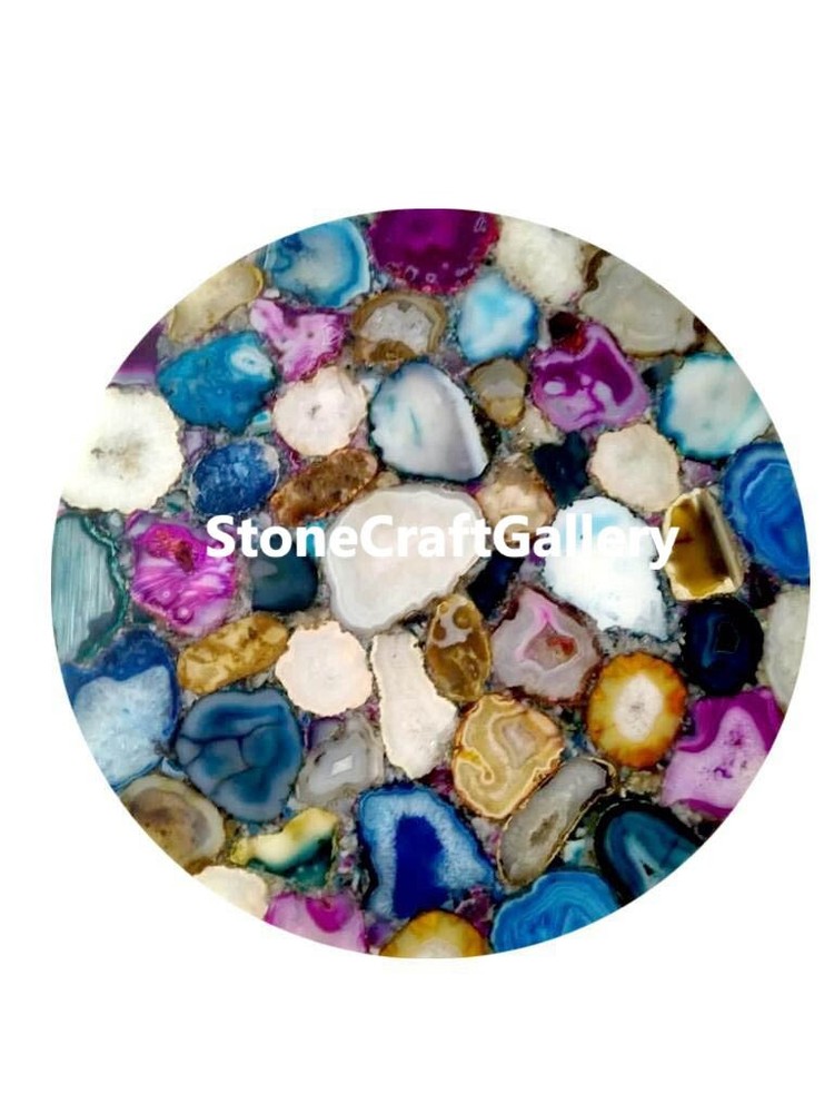 21" Mix Agate Table Top / Mix Agate Coffee Side Table Top Handmade Decor