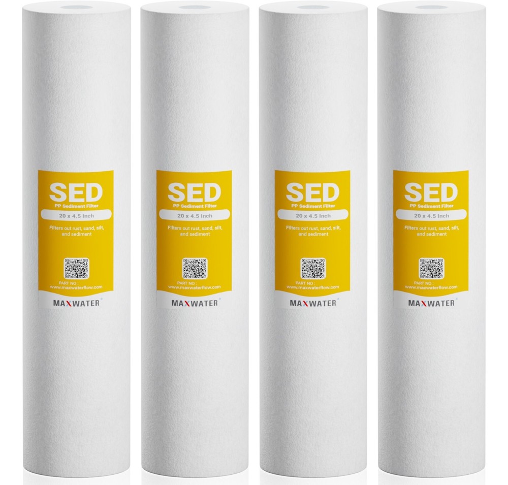 4 Pack  20" x 4.5" Big Blue Whole House 10 Micron Sediment Water Filter