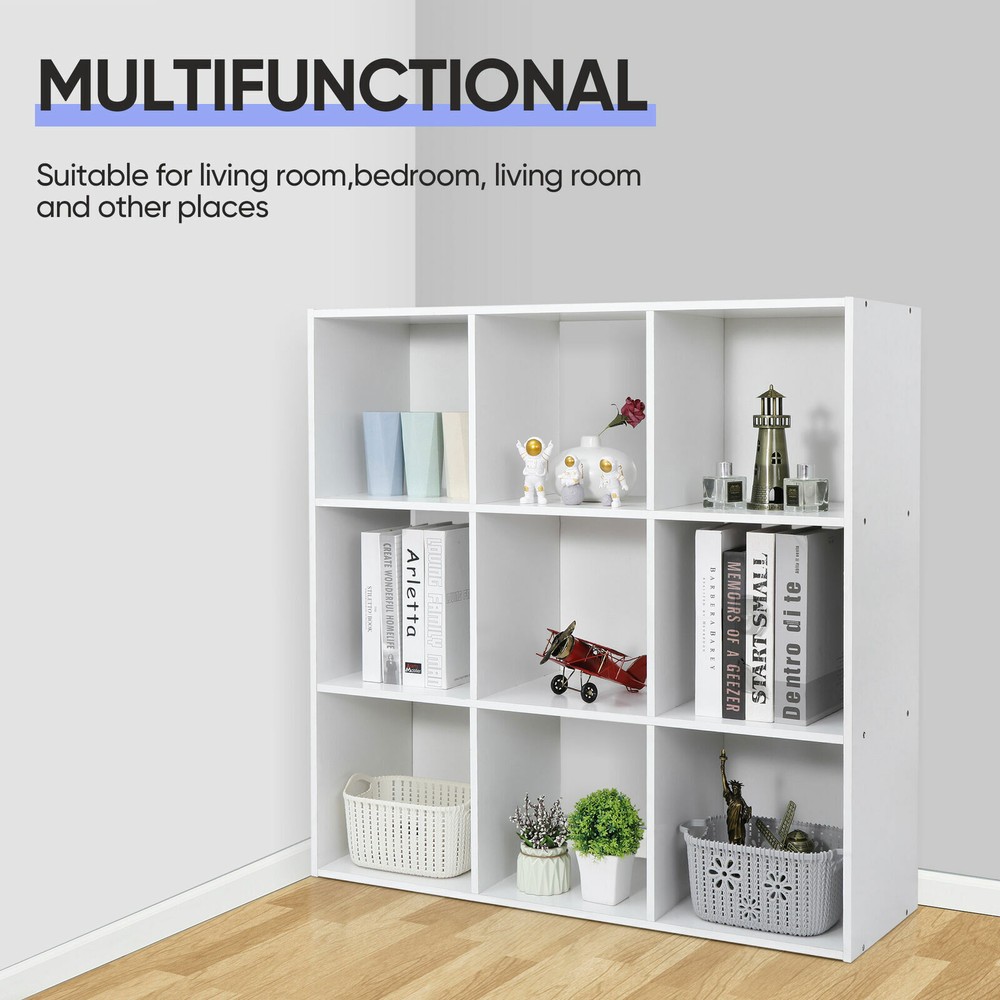 9-Cube Storage Closet Cube Organizer Bookcase Shelving Home Office White