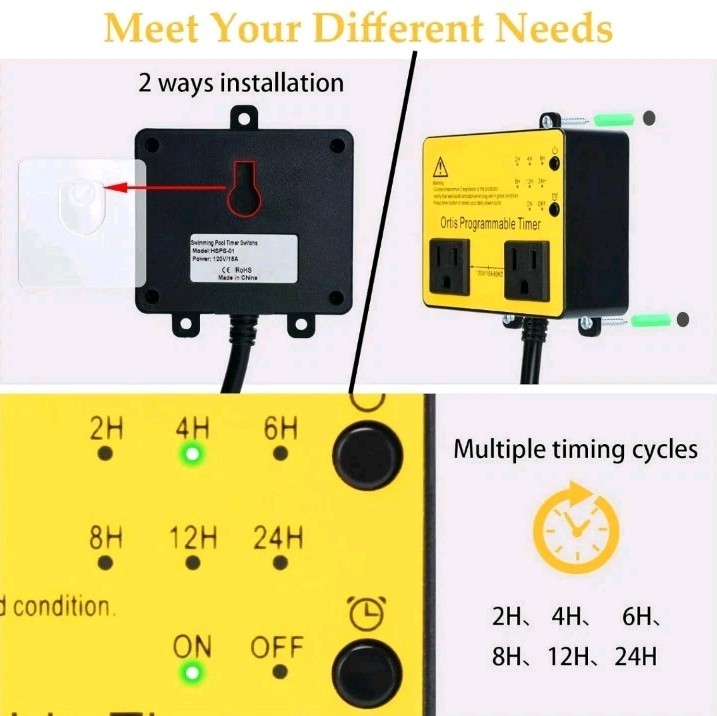 Above Ground Pool Timer, Ortis Smart Pool Timer with One-Button Operation, for S