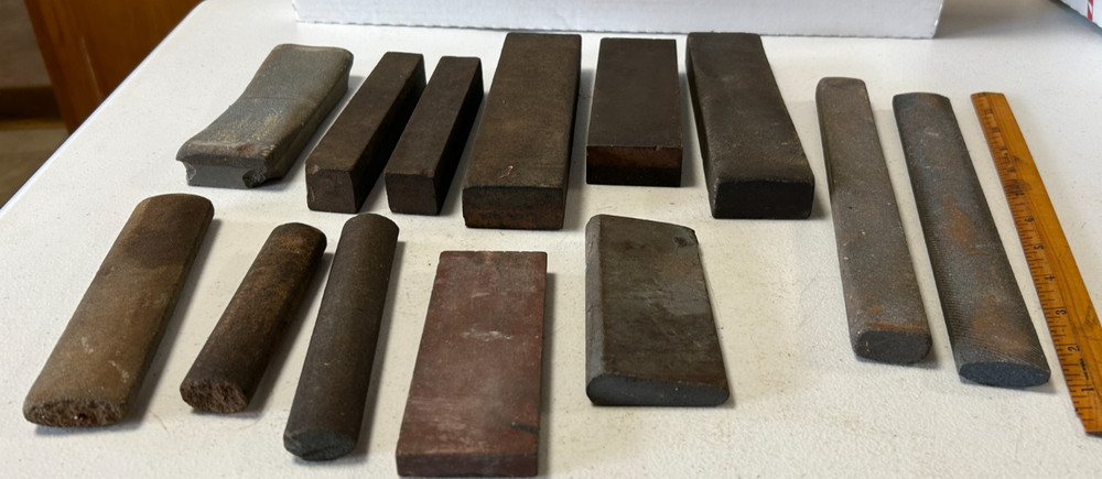 13 Vintage Sharpening Stones Various Shapes & Sizes