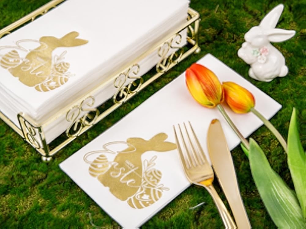 Easter Plastic Plates, Bunny Plastic Disposable Dinnerware Set