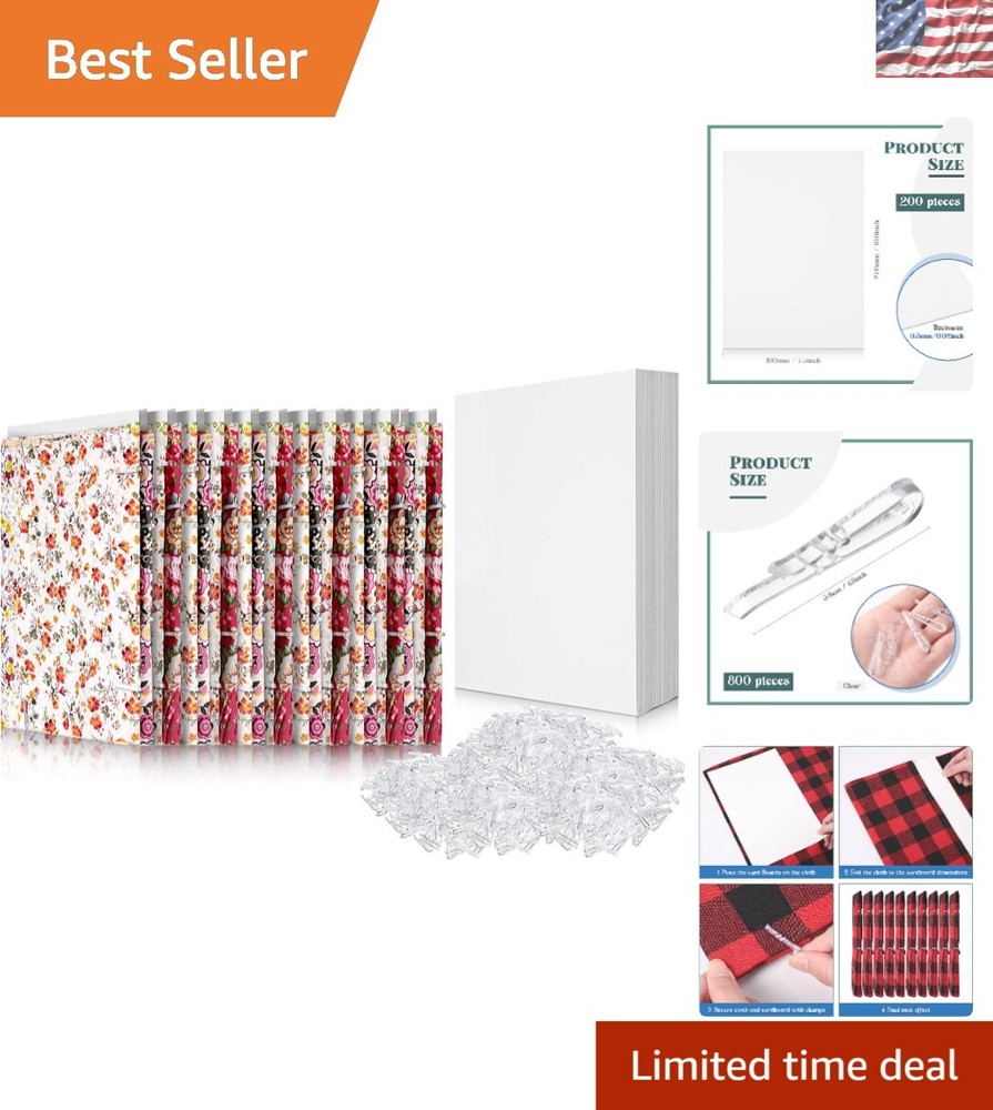 Efficient Fabric Storage Set: 200 Plastic Clips & 7.5 x 10.5 Inch Comic Boards