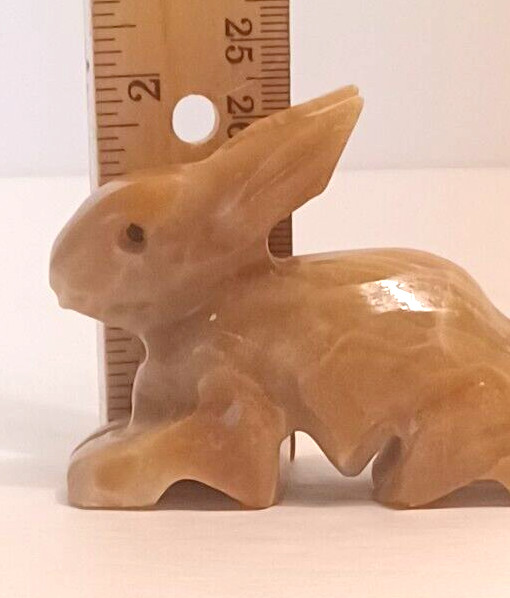 Carved Stone Rabbit 2.75" Long 2" Tall