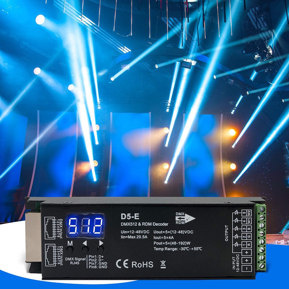 5 Channel DMX Decoder with RDM Digital DisplayDMX512 Dimmer Driver PWM RGBCCT...