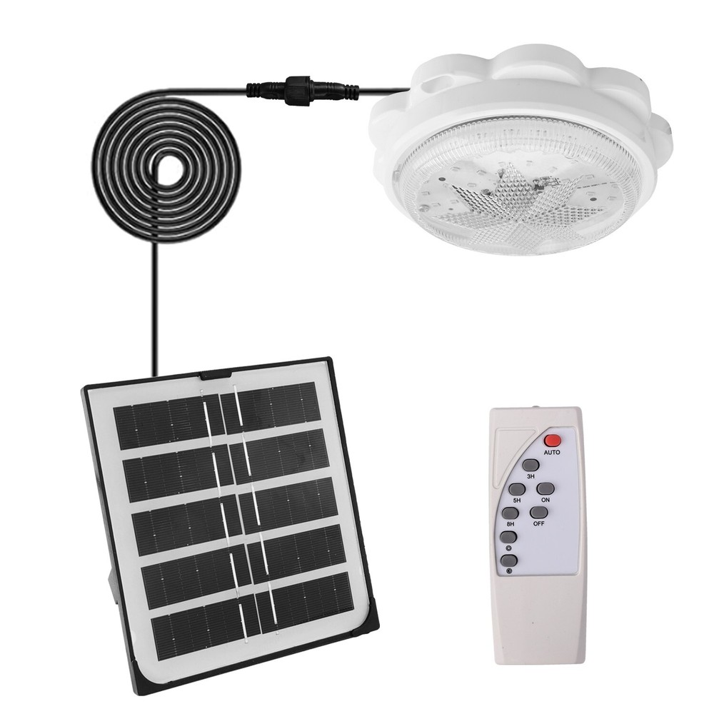 LED Ceiling Light Solar Panel Remote Control Pendant Lamp Indoor Corridor Garden