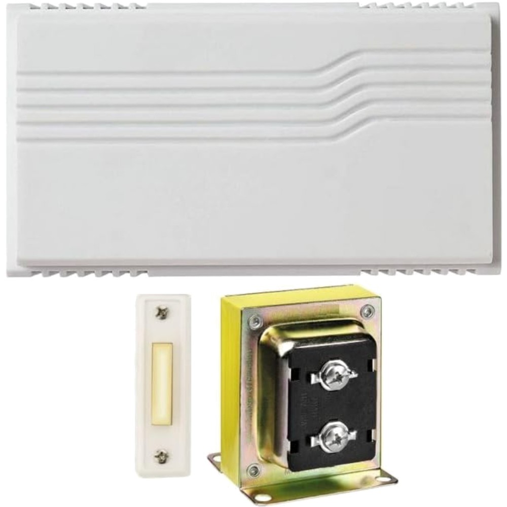 Complete Two-Note Wired Doorbell Kit with Lighted Button & Transformer, 16VAC