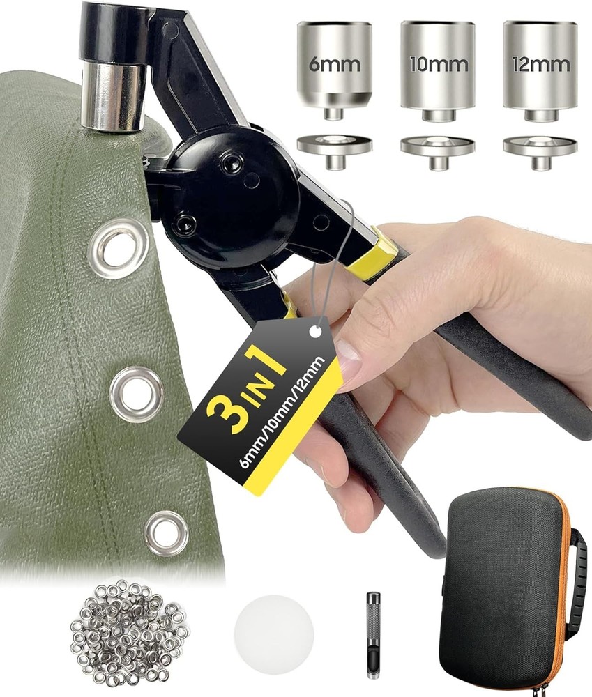 Grommet Tool Kit - 608 Pcs with Heavy Duty Eyelet Maker for Multi-Sized Projects