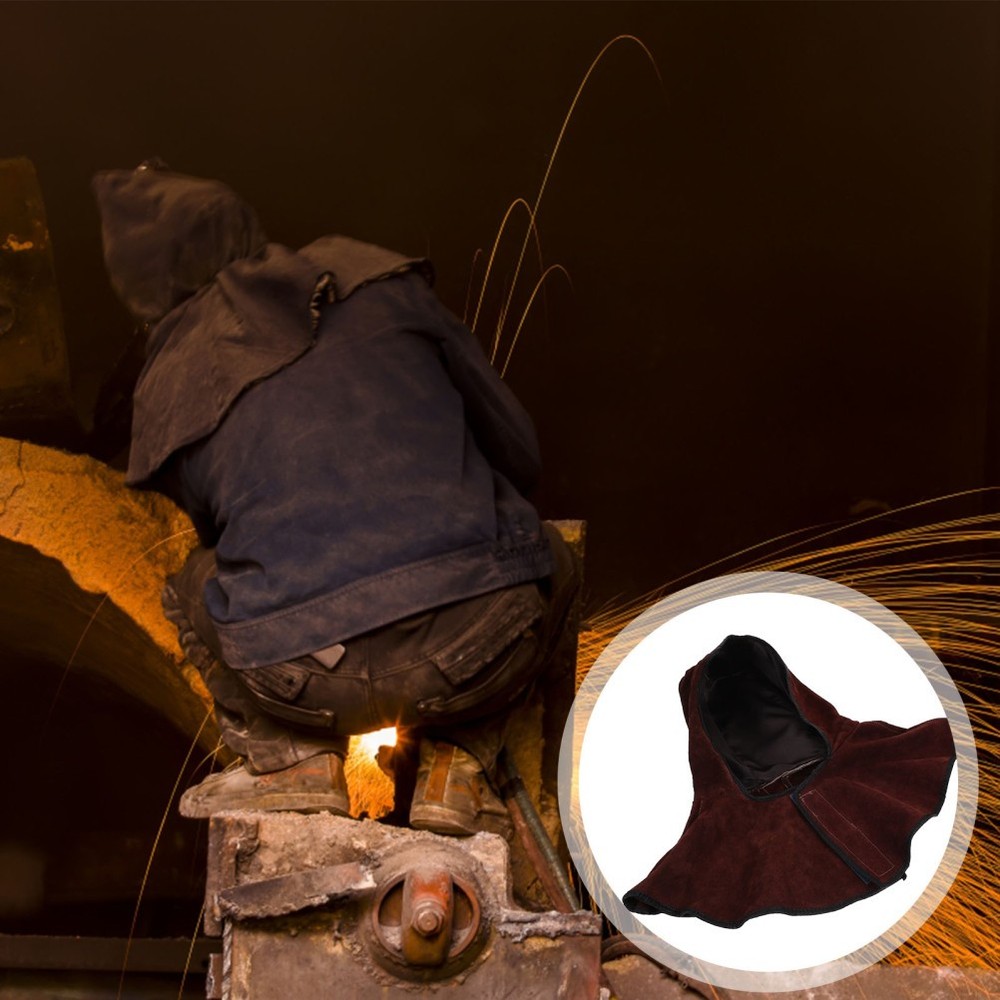 Welding Hood Cowhide Protective Caps With Neck And Shoulder Drape