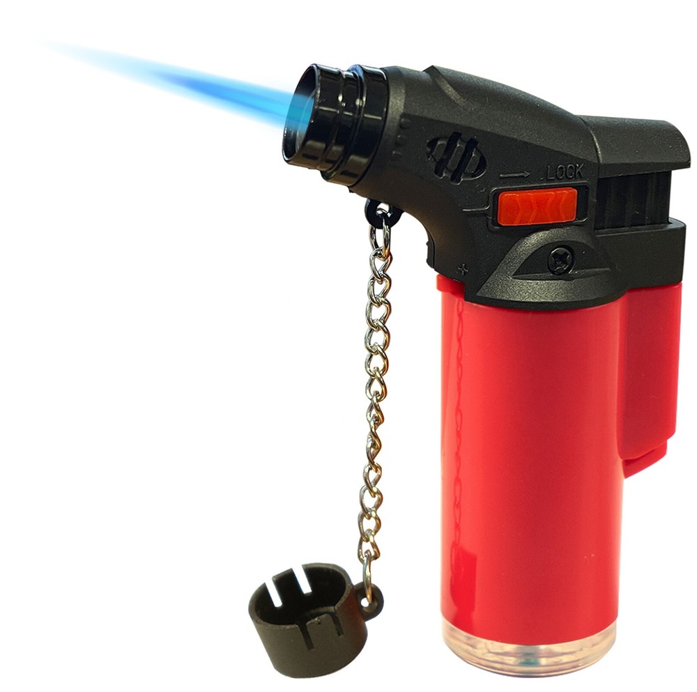 (12) Side Torch Lighter Adjustable Windproof Butane Refillable Solid Color