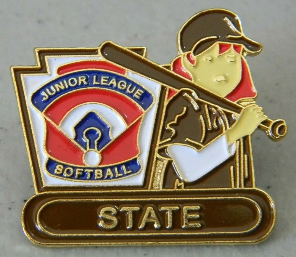JUNIOR LEAGUE SOFTBALL "STATE" HAT / LAPEL PINBACK PIN BACK NEW