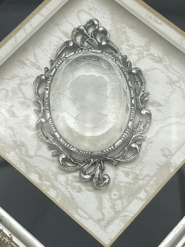 Framed Crystal Cameo Inside 6” x 6” Ornate Shadowbox Frame