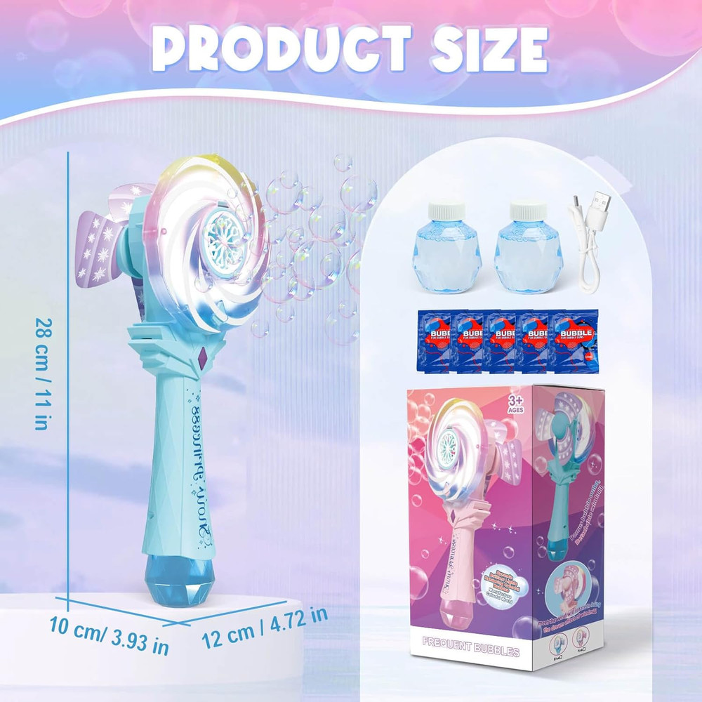 Bubble Wands for Kids Age 4-8: Windmill Light up Automatic Bubble Machine Rechar