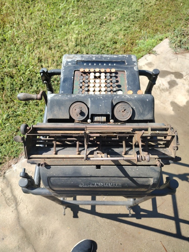 Vintage Antique Burroughs Adding Machine with Stand