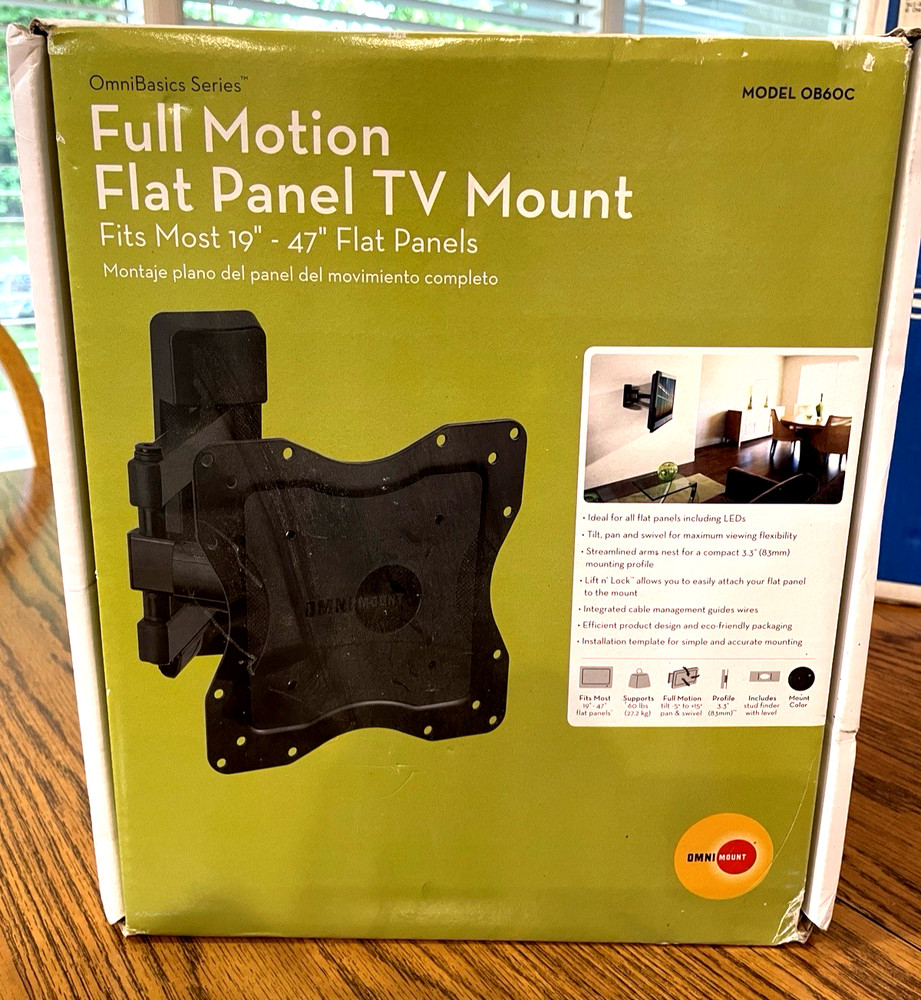 Omnibasics Series Full Motion Flat Panel TV Mount 19-47”  Easy Install!!