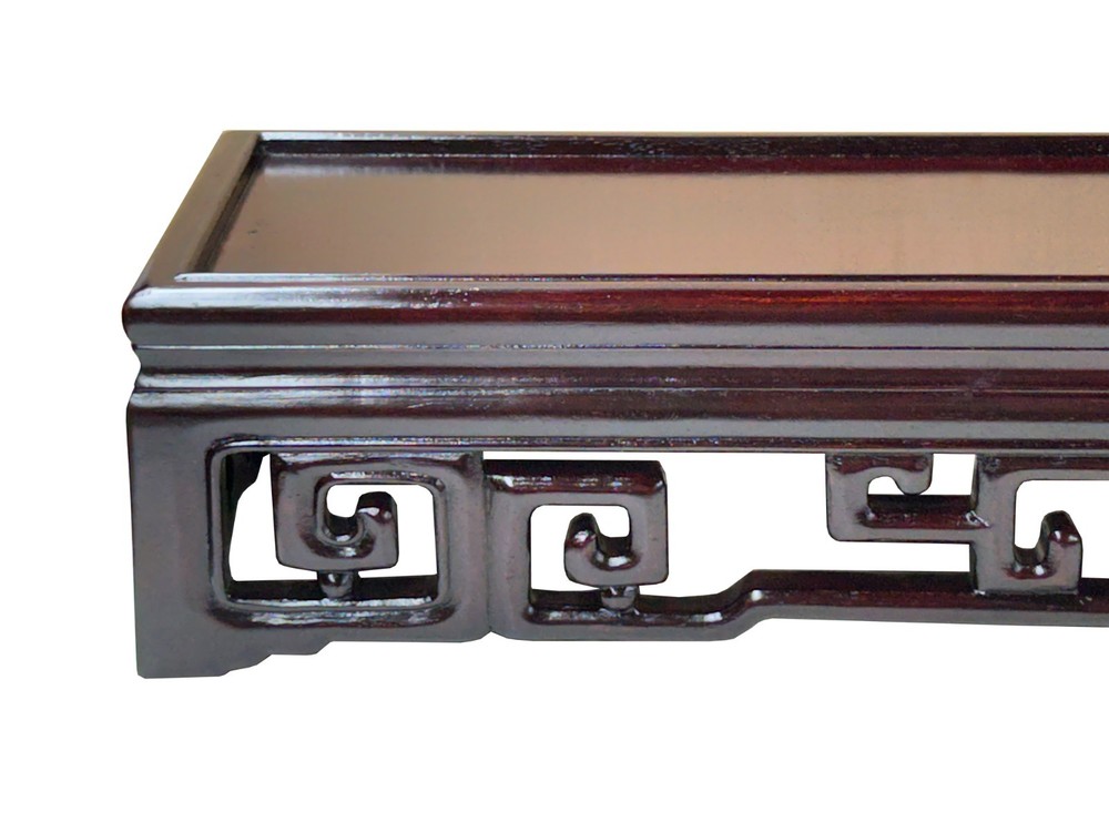 Dark Brown Stained Oriental Geometric Rectangular Display Table Stand GB246