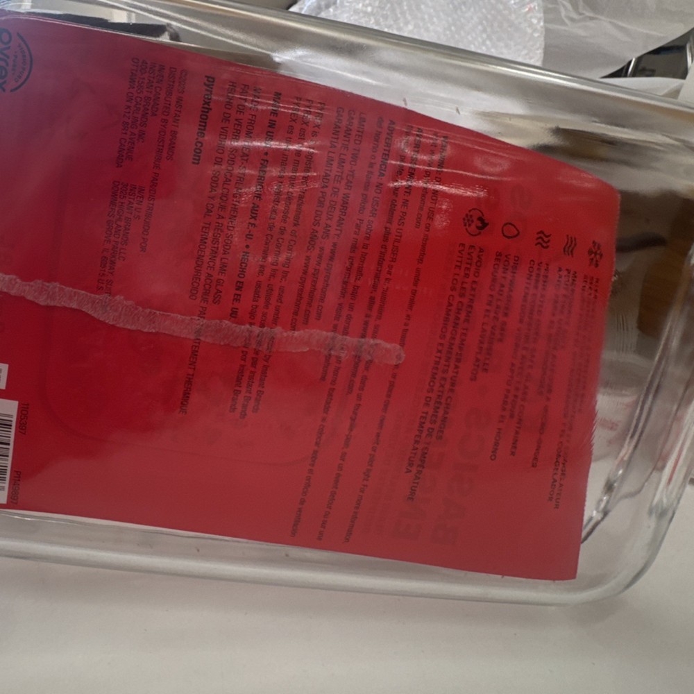 PYREX Basics 3 qt Glass Rectangle Baking Dish Dishwasher Safe