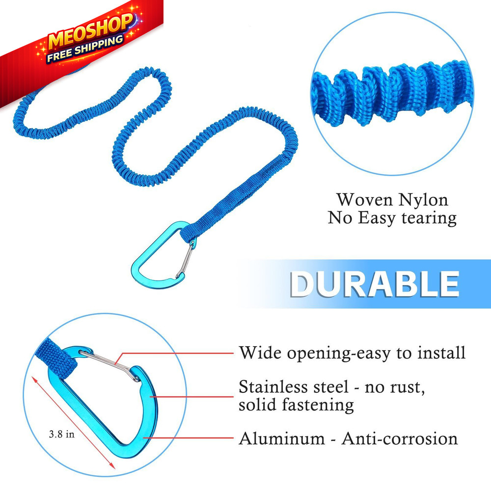 NVAAV 1/2/4 Pack Kayak Paddle Board Tether Leash 1pc(3.3-7ft), Blue