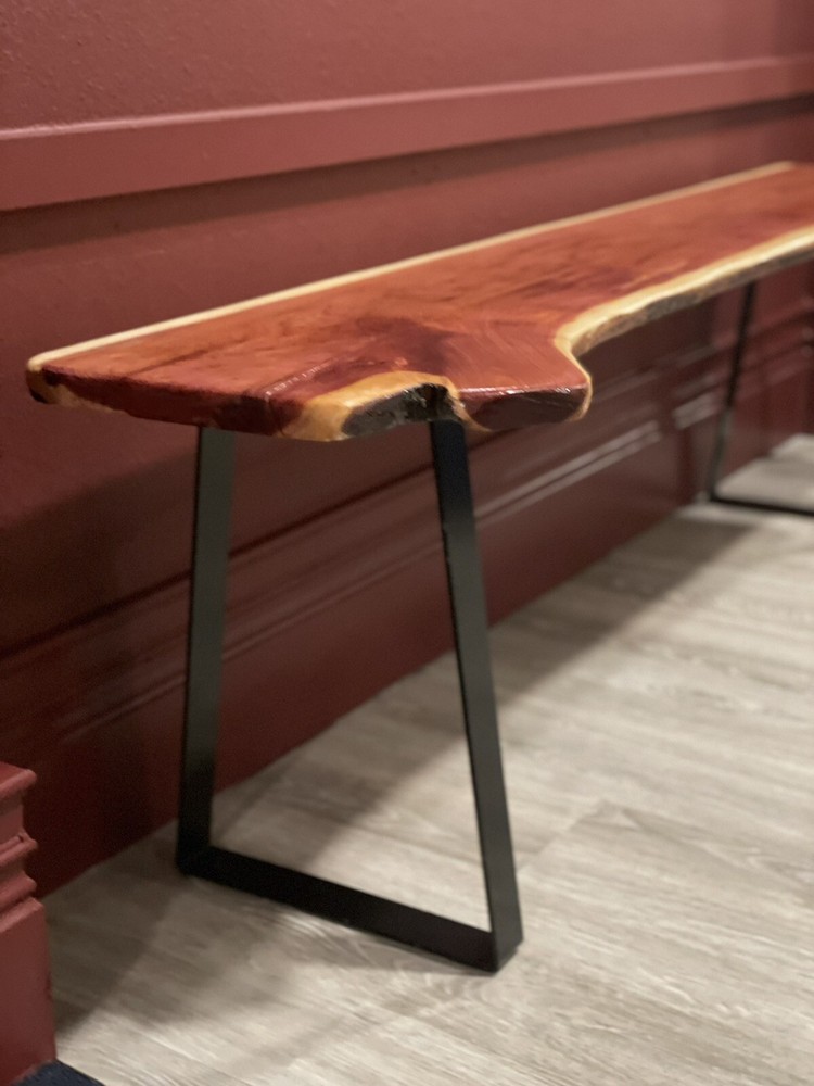 rustic wood bench