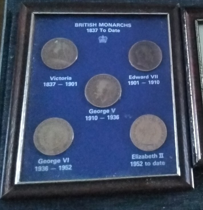 Framed Pennies Different Monarchs And Farthing Pennyfarthing Bundle