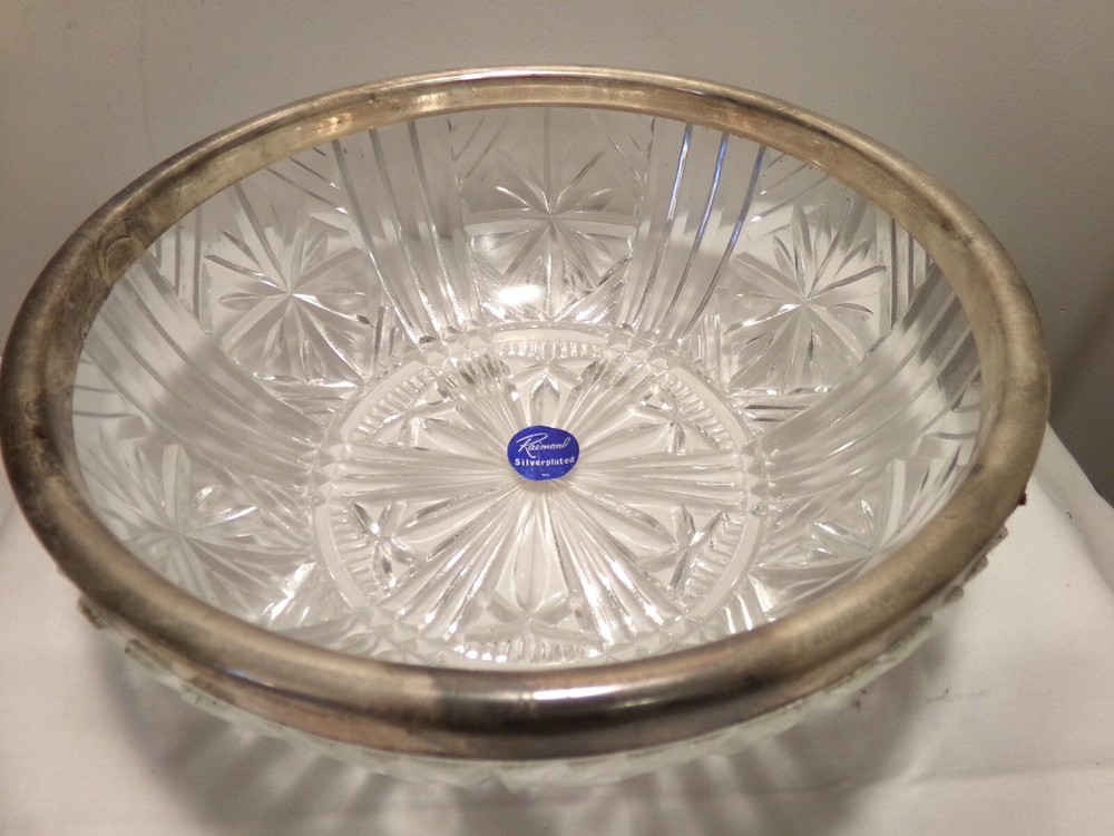 9" Raimond Silverplated Crystal Bowl