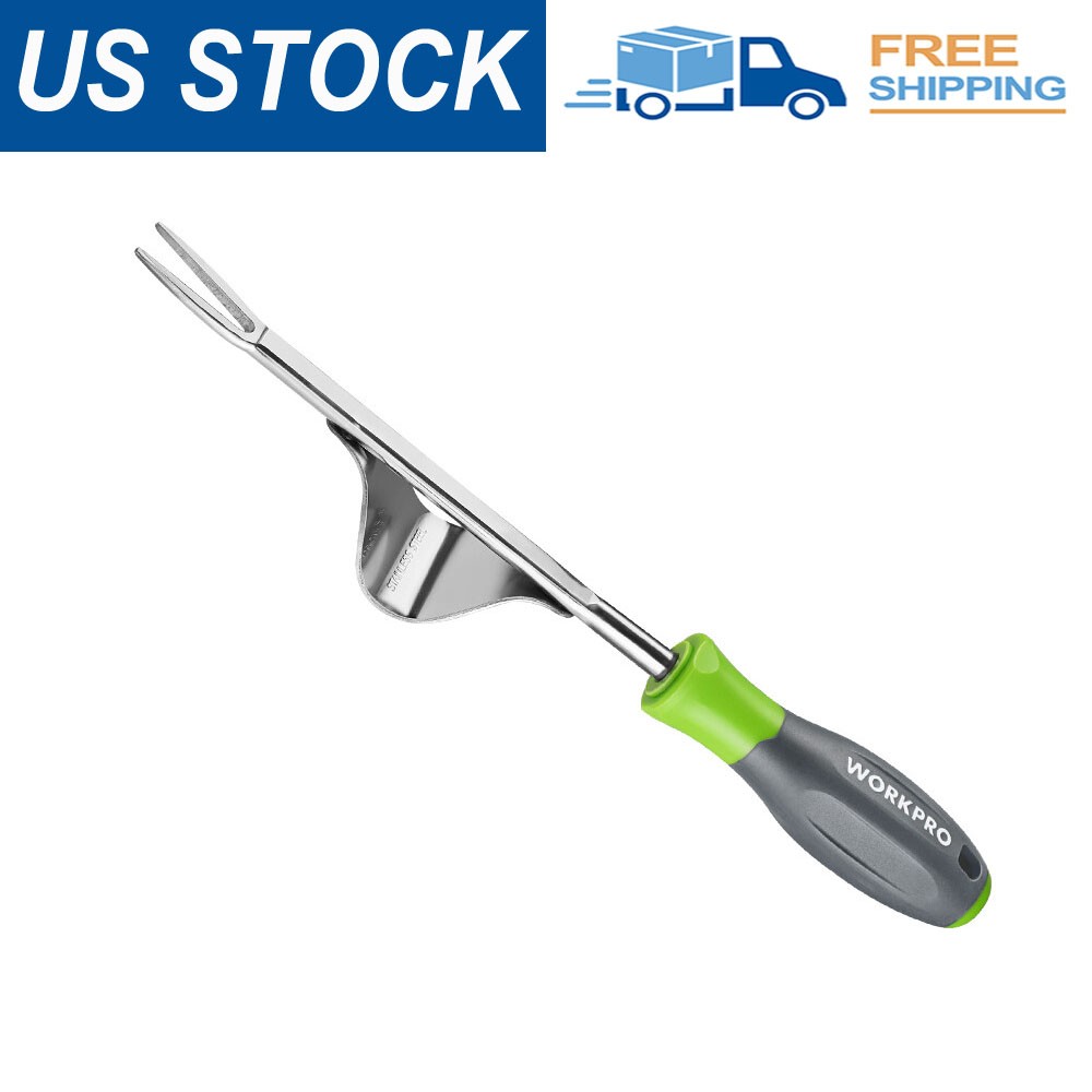 WORKPRO V-Shaped Weed Removal Tool Garden Deeper Root Digging Stainless Steel