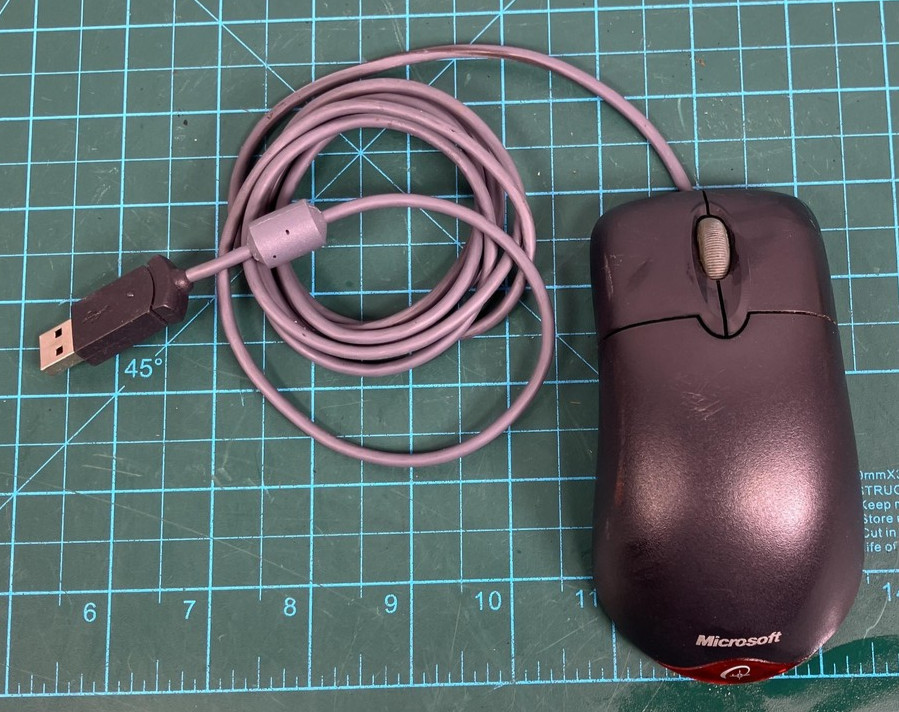 Microsoft Wheel Mouse Optical USB Wired Black Scroll Wheel Vintage PC Accessory