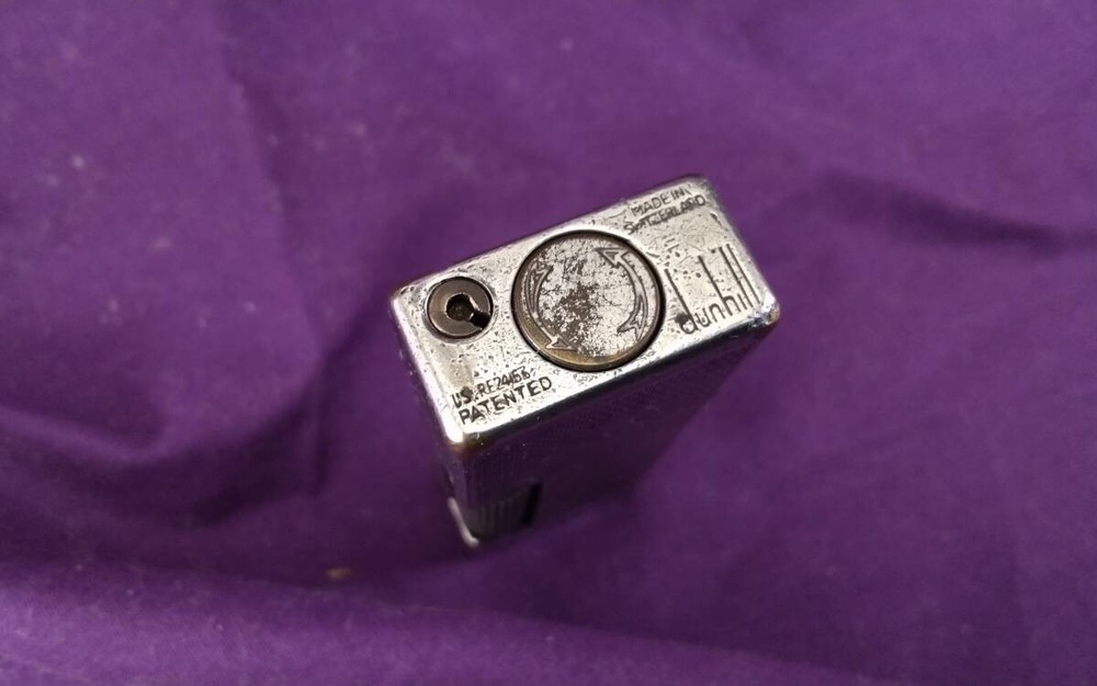 Dunhill Rollagas Initial Model Silver Barley Pocket Lighter Fully-Operated